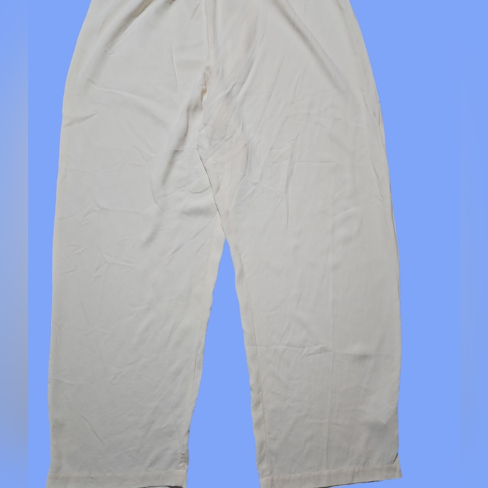 Eileen Fisher Women's Cream Straight Leg Silk Pants
